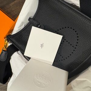 Hermes Black Leather Messenger Bag